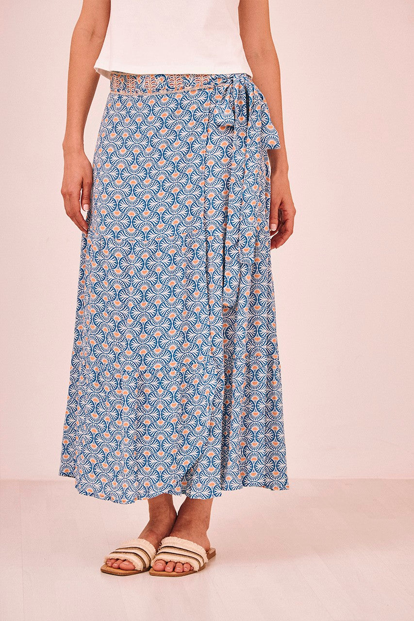 Falda pareo midi estampada