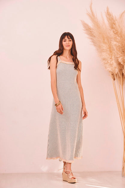 Vestido largo jacquard